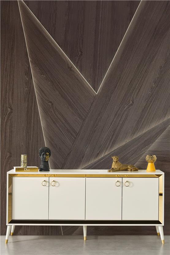 Eymense Lotus Gold Modern Konsol Beyaz