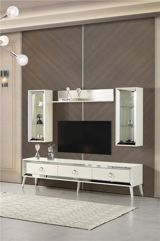 Eymense Lotus Tv Ünitesi Silver Beyaz Silver