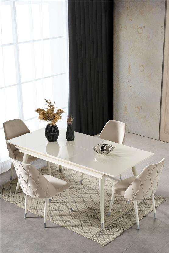 Eymense Lotus Yemek Masa Takımı Silver