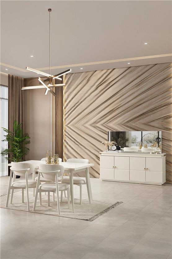 Eymense Masal Modern 4 Sandalyeli Açılır Masalı Yemek Odası Takımı Krem