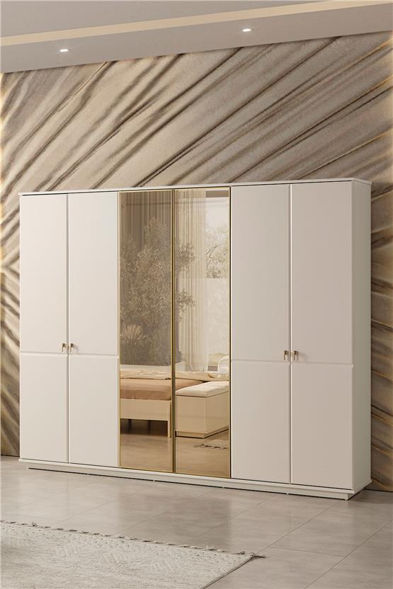 Eymense Masal Modern 6 Kapaklı Gardırop Dolap Krem