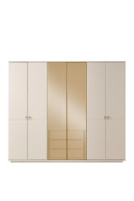 Eymense Masal Modern 6 Kapaklı Gardırop Dolap Krem