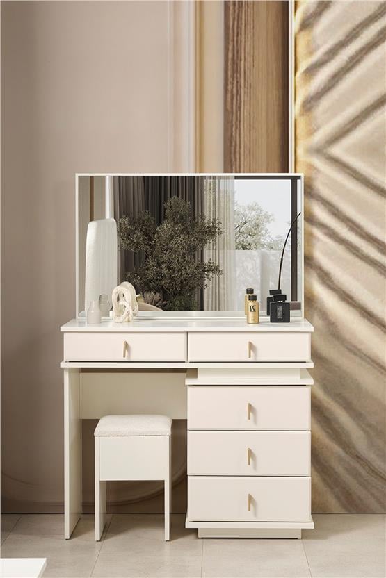 Eymense Masal Modern Aynalı Şifonyer Krem