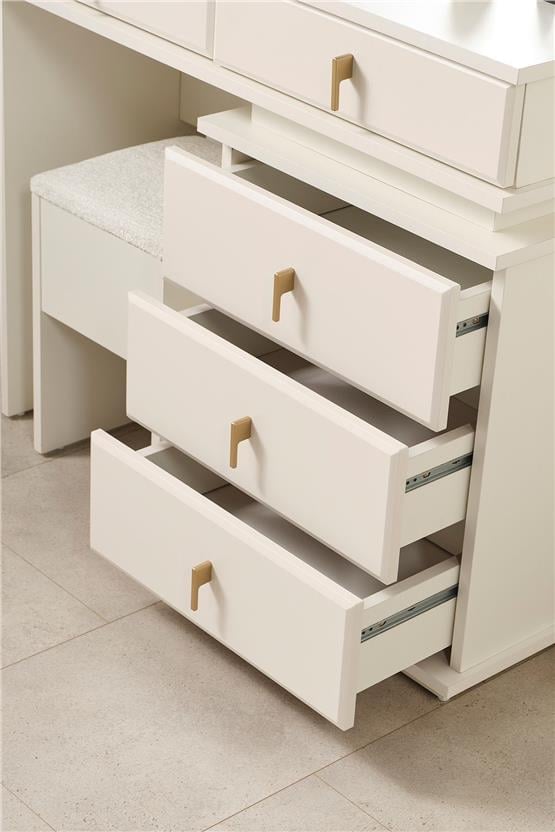 Eymense Masal Modern Aynalı Şifonyer Krem