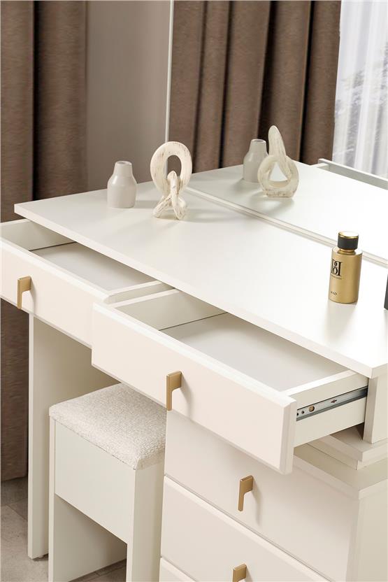 Eymense Masal Modern Aynalı Şifonyer Krem