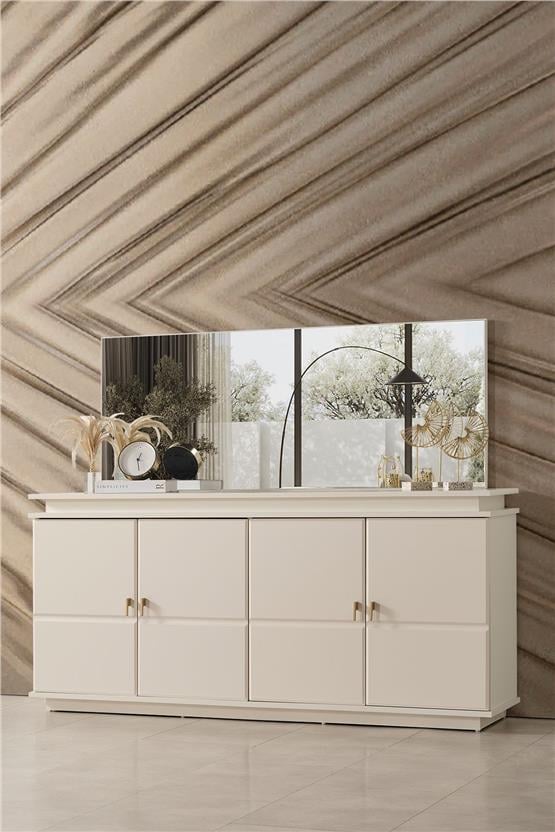 Eymense Masal Modern Yemek Odası Konsol Ayna Krem