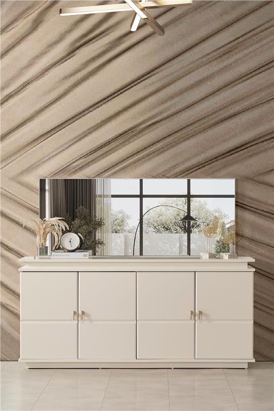 Eymense Masal Modern Yemek Odası Konsol Ayna Krem