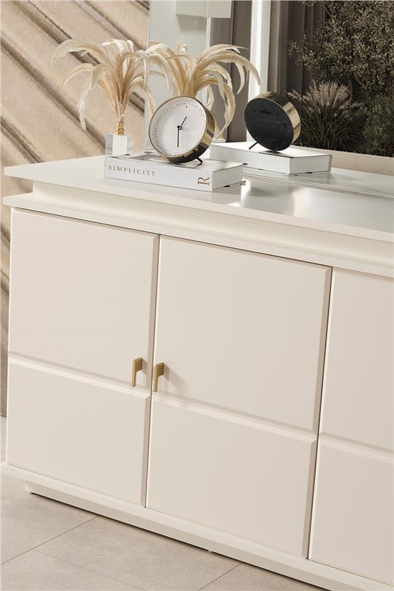 Eymense Masal Modern Yemek Odası Konsol Ayna Krem