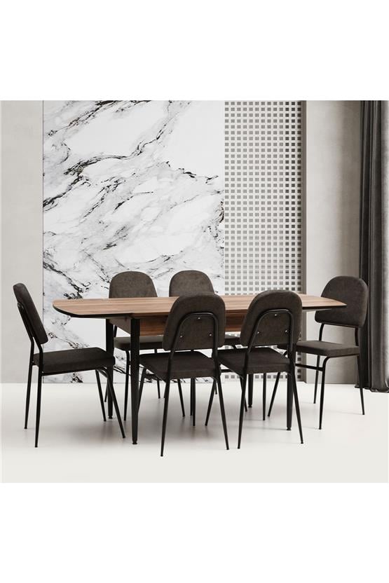 Eymense Menekşe 6 Sandalyeli Mutfak Masa Takımı Renkli