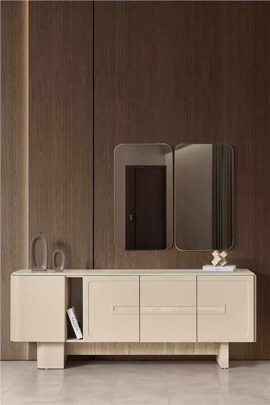 Eymense Milano Aynalı Konsol Bej