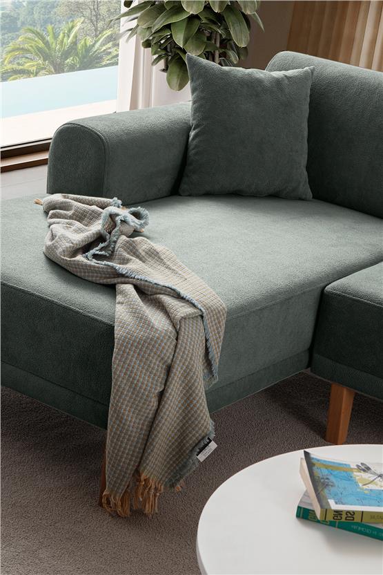 Eymense Mocha Plus Sırt Mekanizmalı Köşe Koltuk Yeşil Sol Köşe