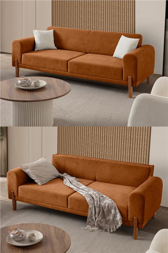 Eymense Mocha Plus Sırt Mekanizmalı Koltuk Takımı 3+1 Turuncu