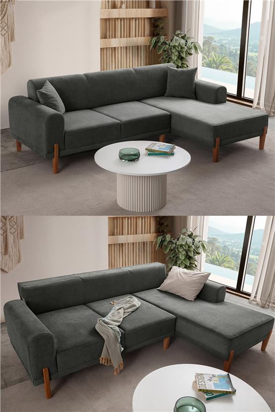 Eymense Mocha Plus Sırt Mekanizmalı Köşe Koltuk Antrasit Sağ Köşe