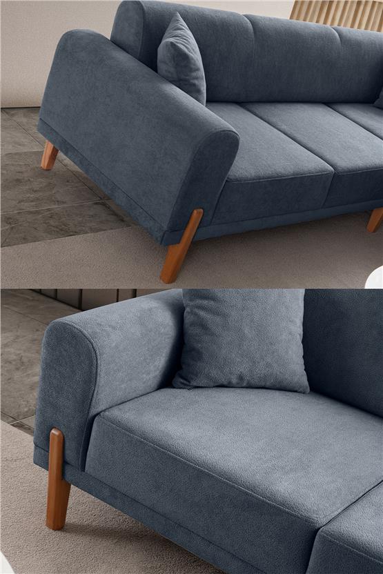 Eymense Mocha Plus Sırt Mekanizmalı Köşe Koltuk Mavi Sağ Köşe