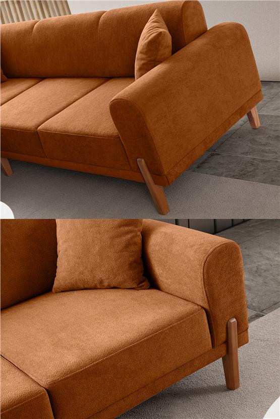 Eymense Mocha Plus Sırt Mekanizmalı Köşe Koltuk Turuncu Sol Köşe