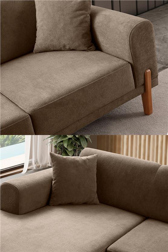 Eymense Mocha Plus Sırt Mekanizmalı Köşe Koltuk Kahverengi Sol Köşe