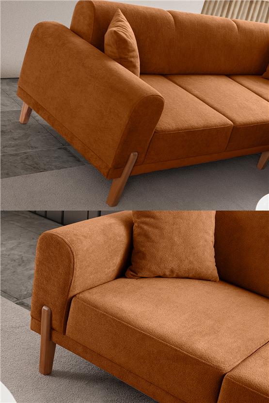 Eymense Mocha Plus Sırt Mekanizmalı Köşe Koltuk Turuncu Sağ Köşe