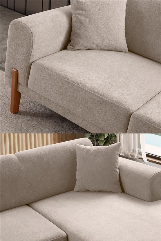 Eymense Mocha Plus Sırt Mekanizmalı Köşe Koltuk Sütlü Kahve Sağ Köşe