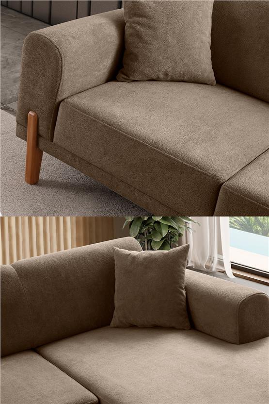 Eymense Mocha Plus Sırt Mekanizmalı Köşe Koltuk Kahverengi Sağ Köşe