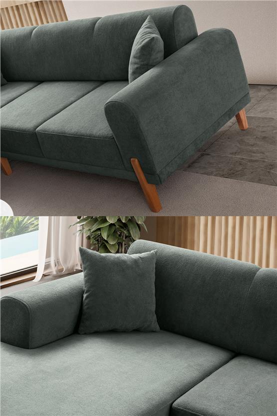 Eymense Mocha Plus Sırt Mekanizmalı Köşe Koltuk Yeşil Sol Köşe