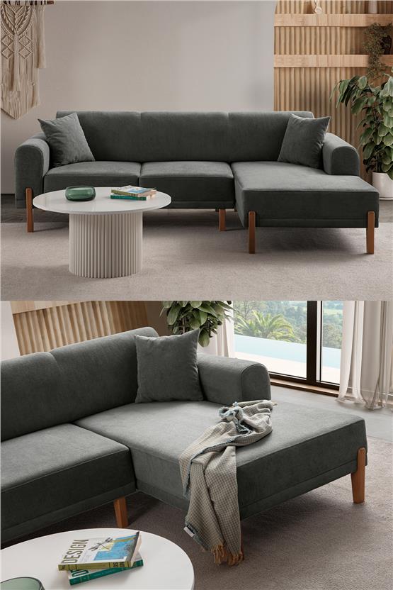 Eymense Mocha Plus Sırt Mekanizmalı Köşe Koltuk Antrasit Sağ Köşe