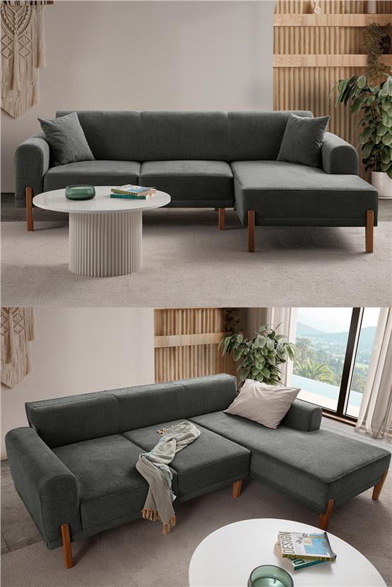 Eymense Mocha Plus Sırt Mekanizmalı Köşe Koltuk Antrasit Sağ Köşe