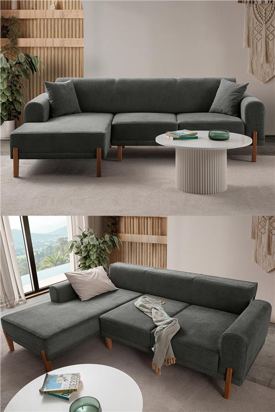 Eymense Mocha Plus Sırt Mekanizmalı Köşe Koltuk Antrasit Sol Köşe