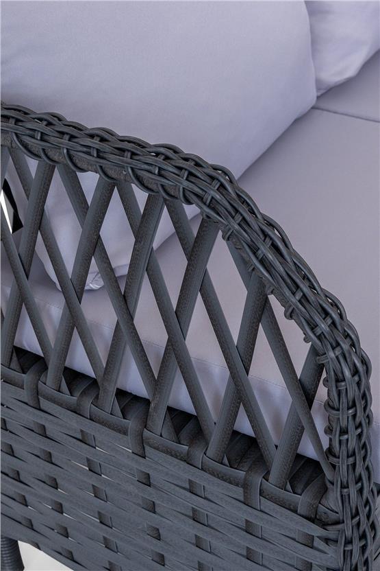 Eymense Motto Metal Bahçe Oturma Grubu 2+1+1+Sehpa Antrasit