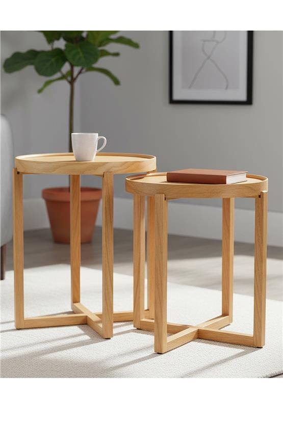 Eymense Nil İkili Zigon Sehpa Ceviz