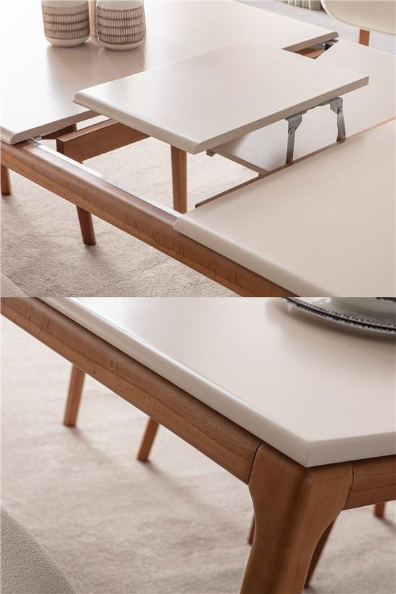 Eymense Nirvana Açılır Yemek Masa Takımı 6 Sandalyeli Krem