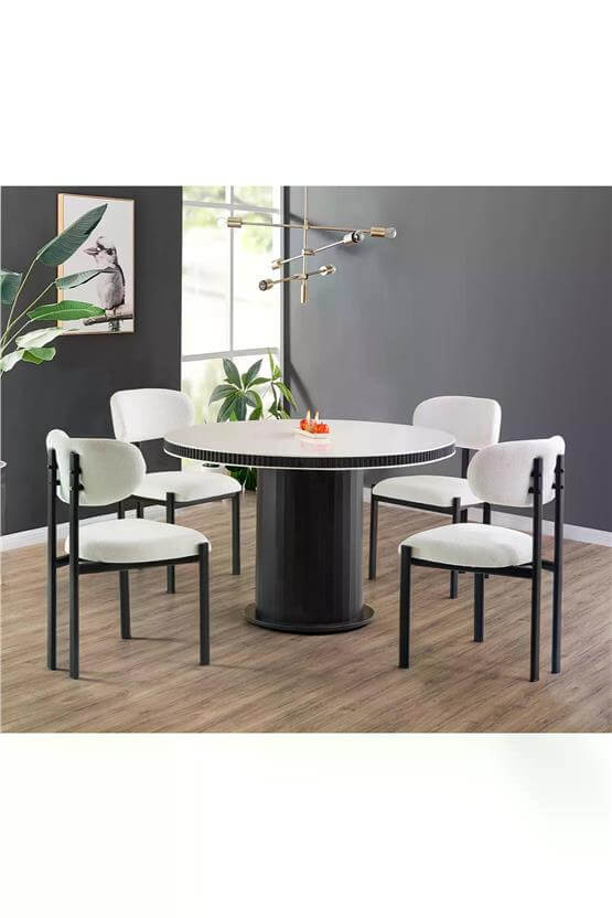 Eymense Nora 4 Sandalyeli Açılır Mutfak Masa Takımı Beyaz