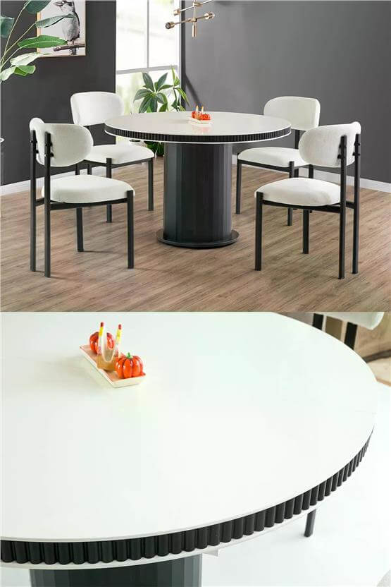 Eymense Nora 4 Sandalyeli Açılır Mutfak Masa Takımı Beyaz