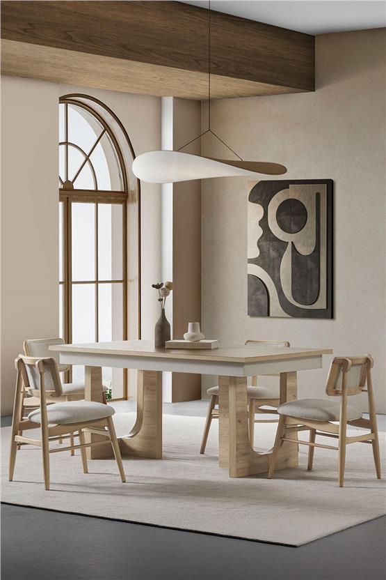 Eymense Palermo 4 Sandalyeli Yemek Odası Takımı Krem