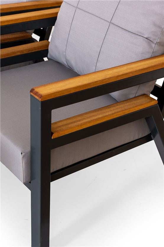 Eymense Palu Alüminyum Bahçe Oturma Grubu 3+1+1+Sehpa Gri