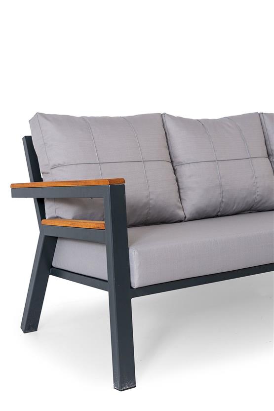 Eymense Palu Alüminyum Bahçe Oturma Grubu 3+1+1+Sehpa Gri