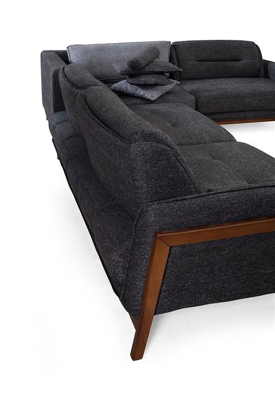 Eymense Paris Köşe Koltuk Takımı Antrasit Keten