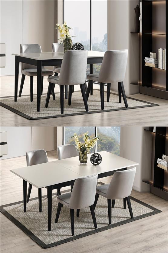 Eymense Pars 4 Sandalyeli Yemek Masa Takımı Antrasit