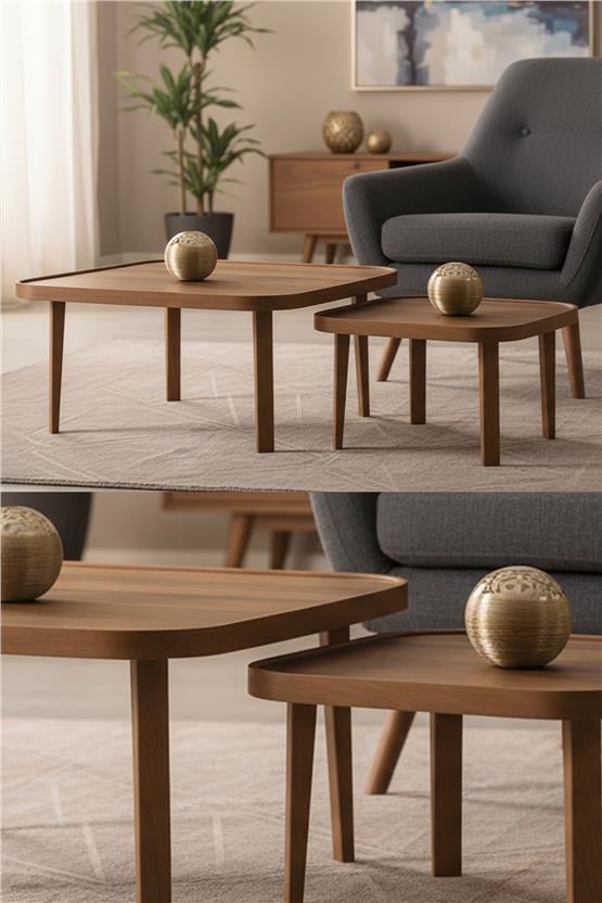 Eymense Pera Orta Sehpa İkili Set Meşe