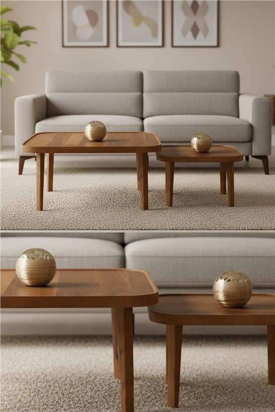 Eymense Pera Orta Sehpa İkili Set Meşe