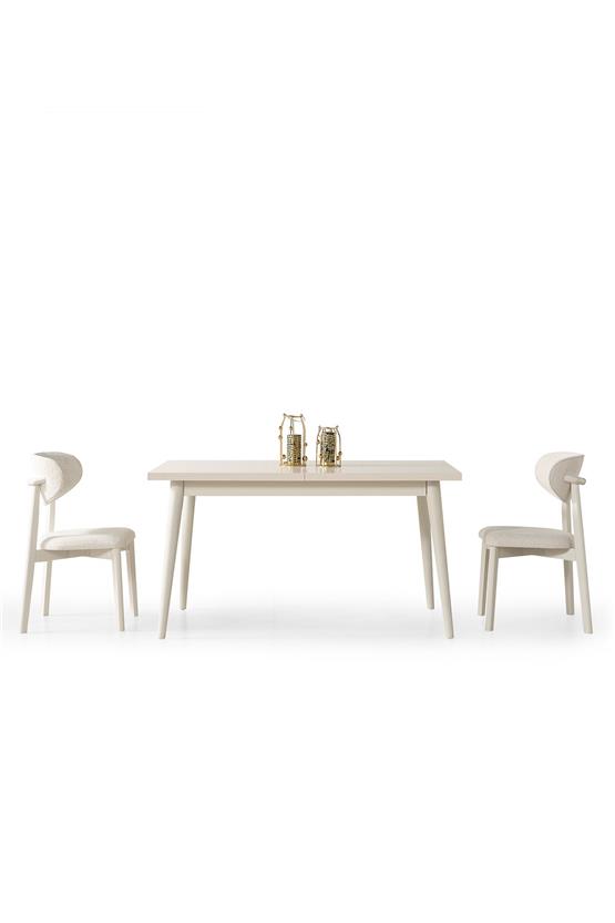 Eymense Petek Modern 4 Sandalyeli Açılır Masalı Yemek Masası Takımı Krem