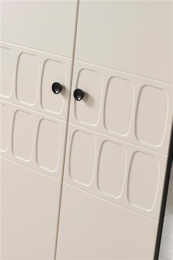 Eymense Petek Modern 6 Kapaklı Gardırop Dolap Krem