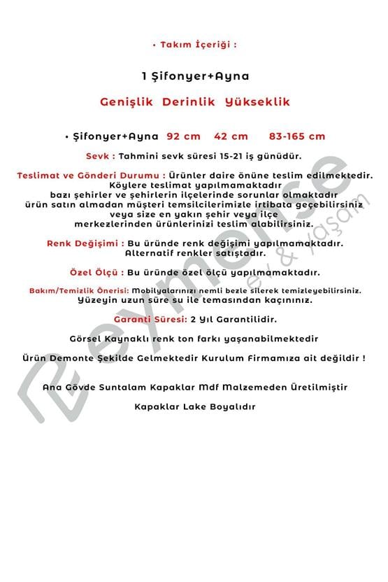 Eymense Petek Modern Aynalı Şifonyer Krem