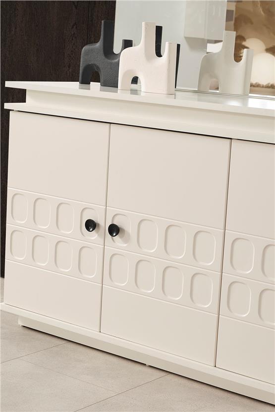 Eymense Petek Modern Yemek Odası Konsol Ayna Krem