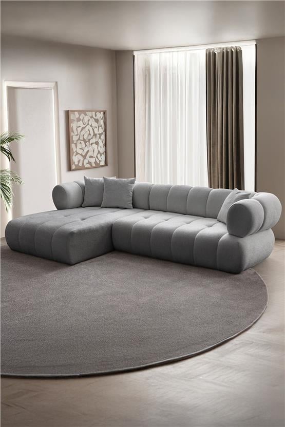 Eymense Petra Modern Köşe Koltuk Takımı Gri