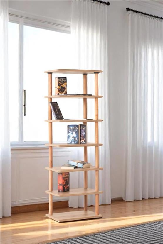 Eymense Pia 7 Raflı Kitaplık Çok Amaçlı Dolap Ceviz