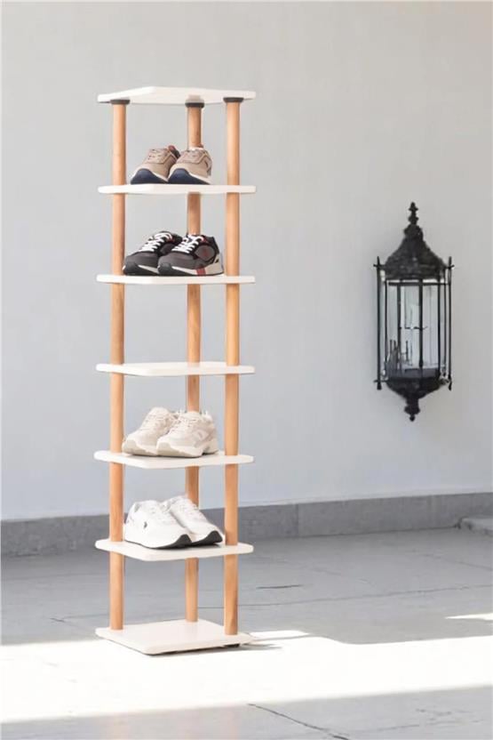 Eymense Pia 7 Raflı Kitaplık Çok Amaçlı Dolap Beyaz