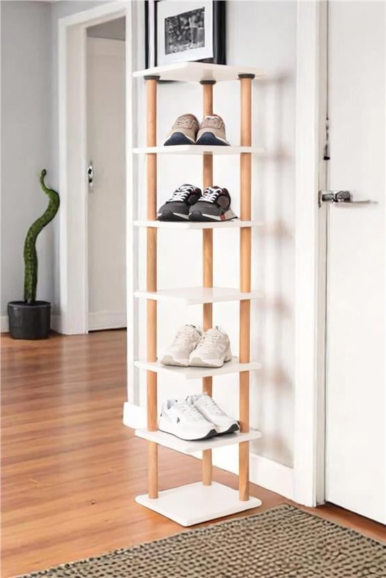 Eymense Pia 7 Raflı Kitaplık Çok Amaçlı Dolap Beyaz