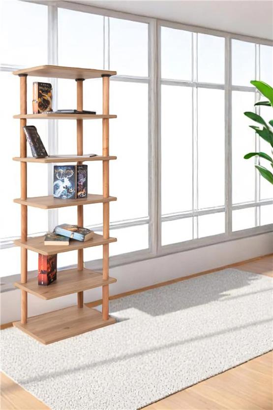 Eymense Pia 7 Raflı Kitaplık Çok Amaçlı Dolap Ceviz