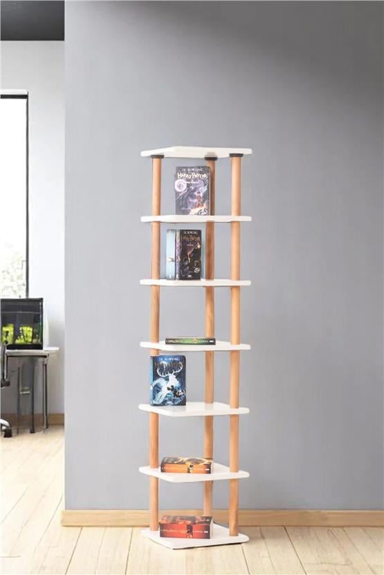 Eymense Pia 7 Raflı Kitaplık Çok Amaçlı Dolap Beyaz