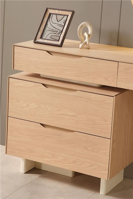 Eymense Prizma Aynalı Şifonyer Krem